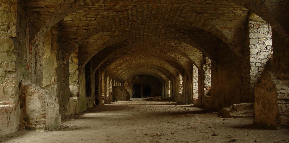 Stone arched hallway